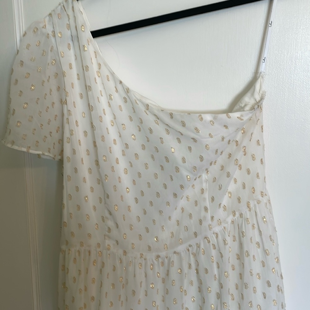 Lulus one shoulder white and gold dress size xl